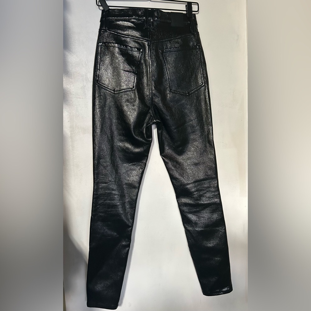 We the Free Phoenix Coated Skinny Jeans in Liquid Black SZ 25 - Picture 6 of 11